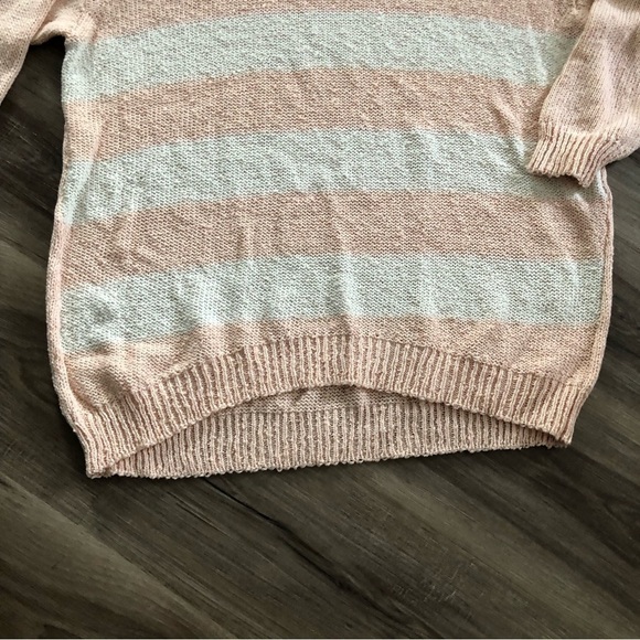 American Rag Cream Peach Blush Stripe Knit Sweater Women Size 2X NWT - Picture 2 of 7
